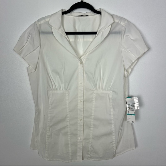 Anne Klein Tops - Anne Klein NWT Button Front Blouse Stretch Ivory Professional Office Size 16